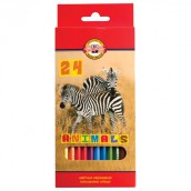 Карандаши цветные KOH-I-NOOR "Animals", 24 цвета, шестигранные, натуральное дерево, 3554/24, 3554024008KSRU