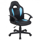 Кресло компьютерное BRABIX "Spark GM-201", экокожа, черное/голубое, 532505