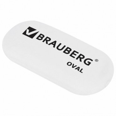 Ластик BRAUBERG "Oval", 55х23х10 мм, белый, овальный, 222471